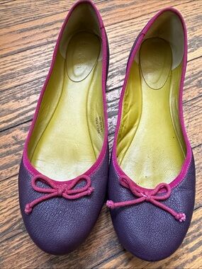 Boden Purple Ballet Flats with Pink Trim